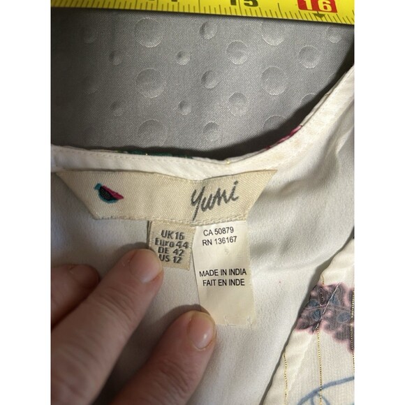 Vintage Yumi Maxi Dress Floral w/Metallic Piping Gown sizes 12 Romantic Fairy - Picture 6 of 11